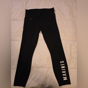 Under Armour Black Leggings with MARINES